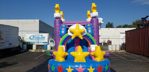 unicorn party dual lane water slide and combo